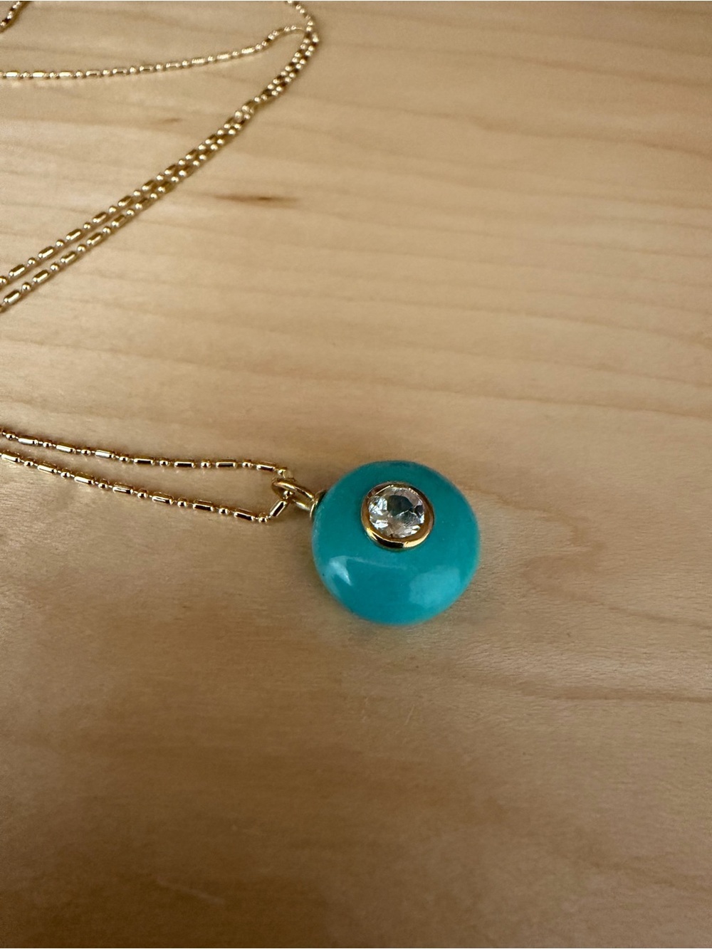 Gold Chain Necklace with Turquoise Pendant